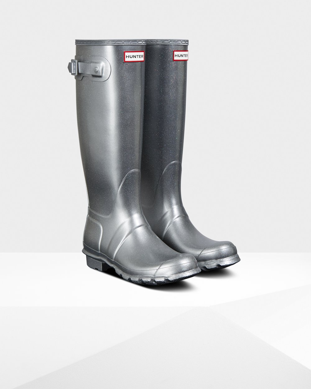 Hunter Original Cosmic Glitter Tall Rain Boots - Outlet Store Womens Silver - ZQGVLK789